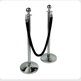 Extension Poles And Ropes Color: Chrome And Black