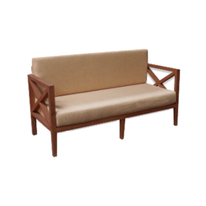 Norfolk 2-Seater Sofa Color: Beige Fabric / Lacquered Wood