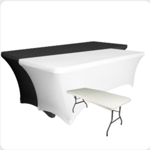 Trestle Table With Black Stretch Cover